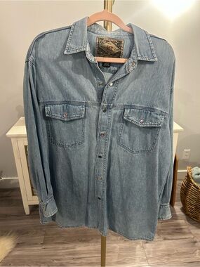 Express Light Blue Denim Button-Up Shirt